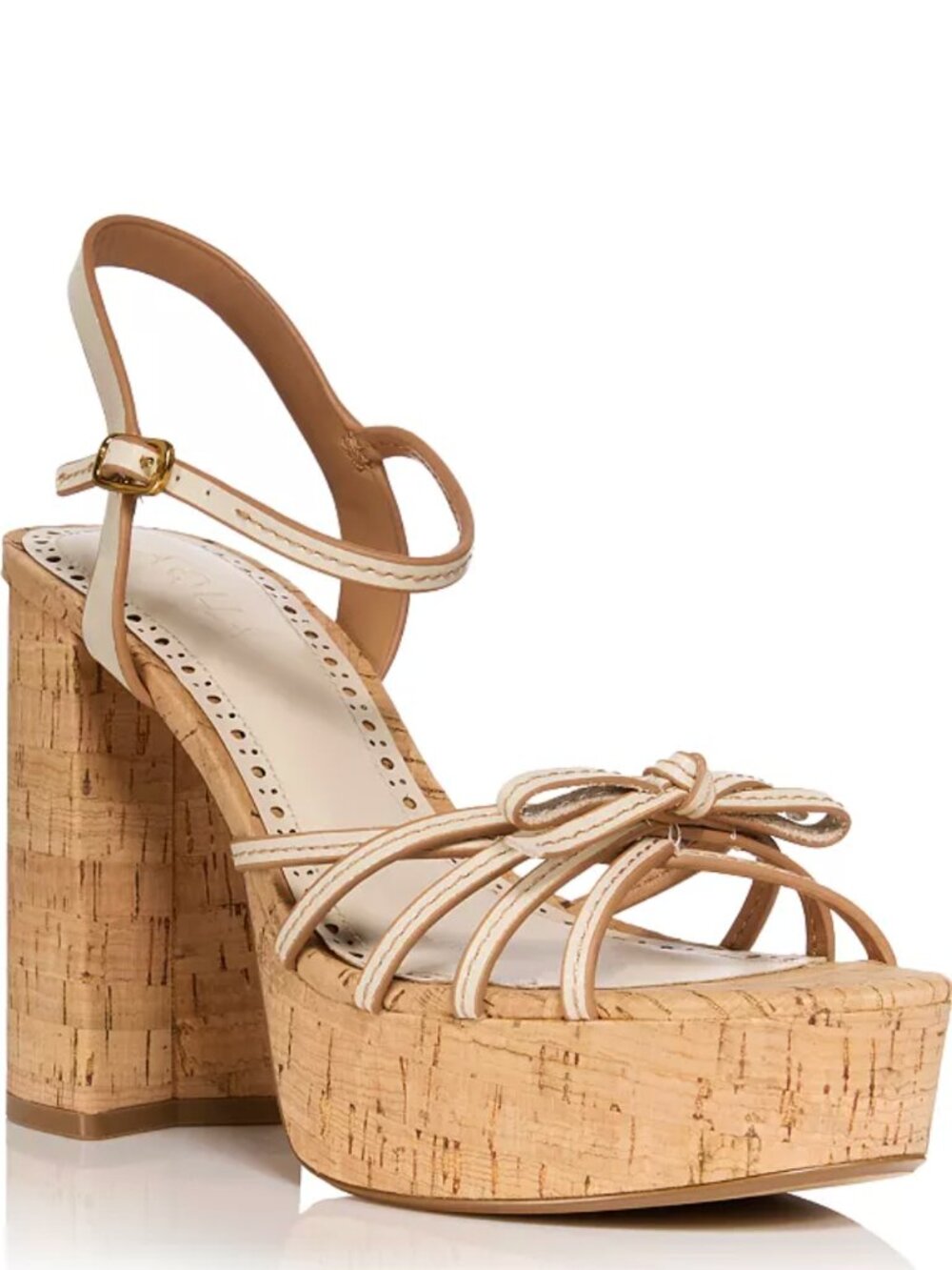 AQUA BRAND GELLER PLATFORM CORK HEEL SANDALS- BONE COLOR size 7